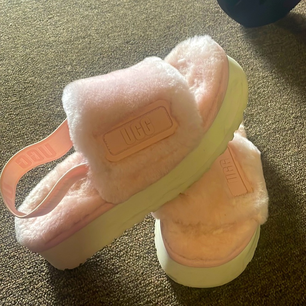 Pink Ugg Platform Slides